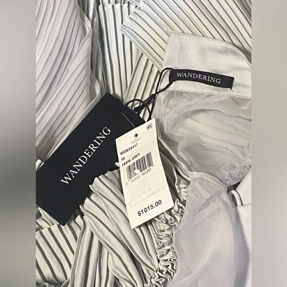 Wandering Pleated Satin Mini Dress In Grey size 40/us size 4 - Picture 13 of 14